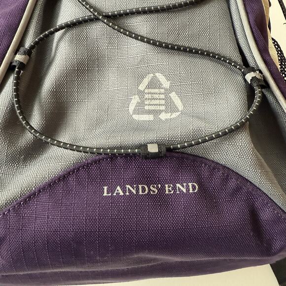 Lands’ End Backpack Purple Gray Tan Outdoor School Hiking Travel Bag 11x16" - Picture 2 of 13